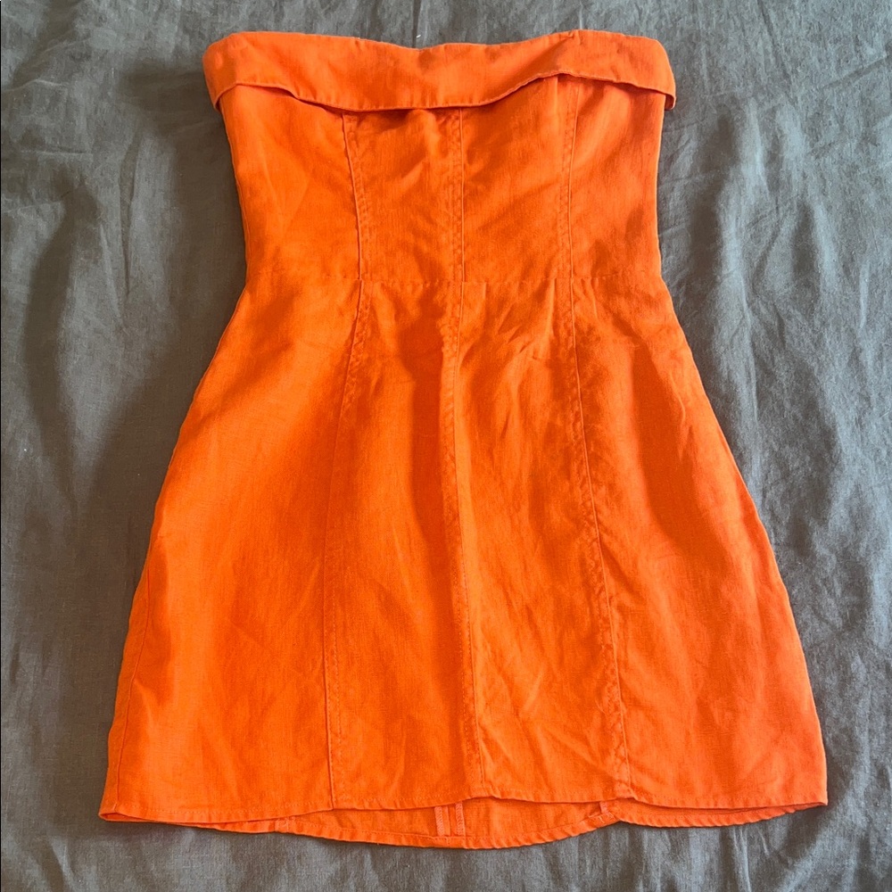 Reformation Strapless Orange Dress - Picture 4 of 6